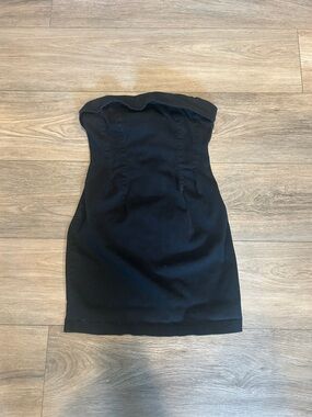 Wild Fable Strapless Black Bodycon Mini Dress light Denim material Size XS
